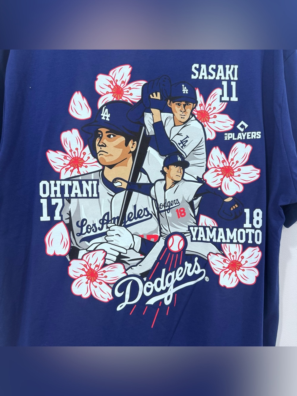 LA Dodgers Cherry Blossom Multiplayer Othani/Sasaki/Yamamoto Shirt Japan